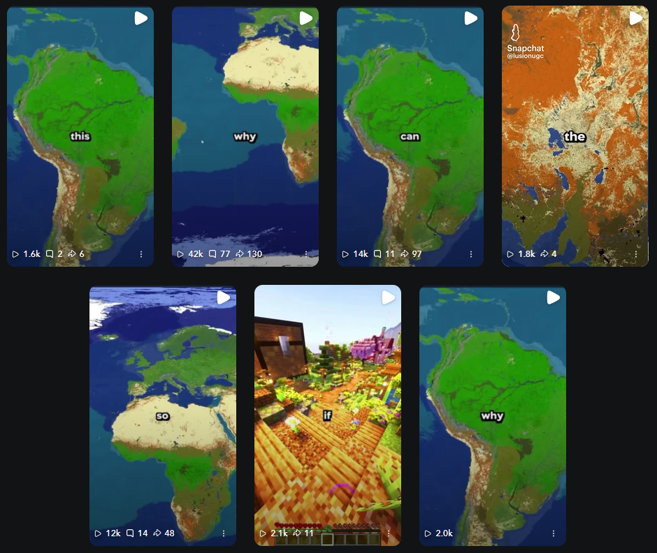 Snapchat dashboard showing CherrySMP Earth Spotlight view counts